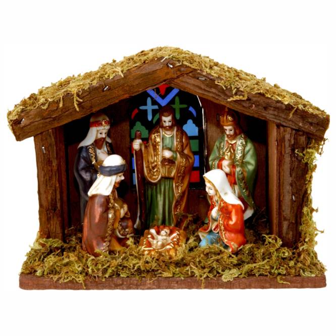 Decoratiune de Craciun scena nativa cu LED 20 cm
