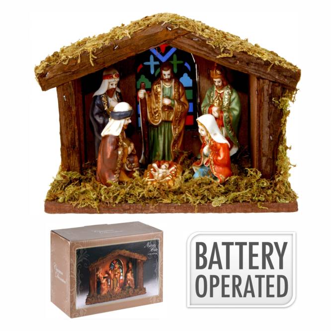Decoratiune de Craciun scena nativa cu LED 20 cm
