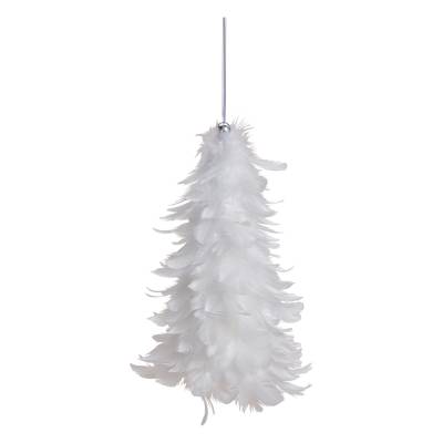 Decoratiune brad cu pene albe 26 cm