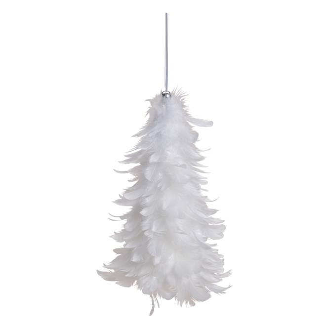 Decoratiune brad cu pene albe 26 cm