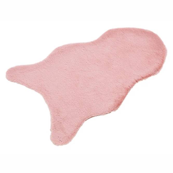 Covoras blana sintetica imitatie iepure roz prafuit 80 cm