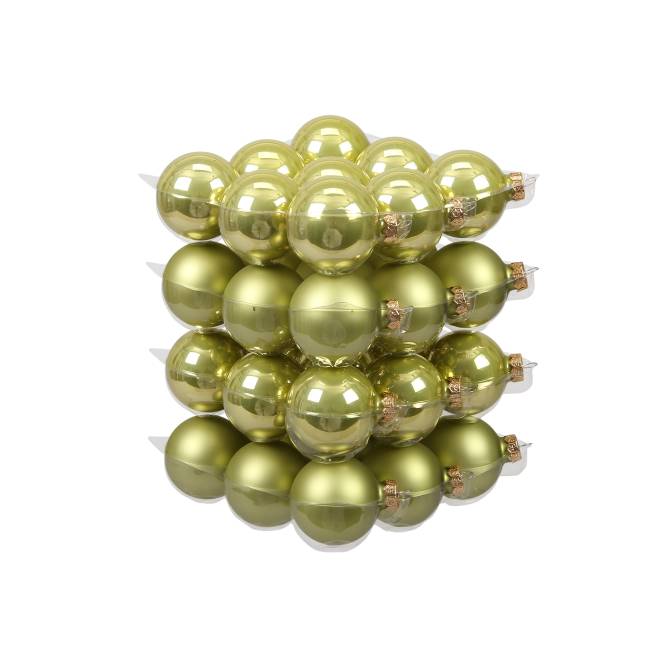 Globuri sticla 6 cm lime mat si lucios