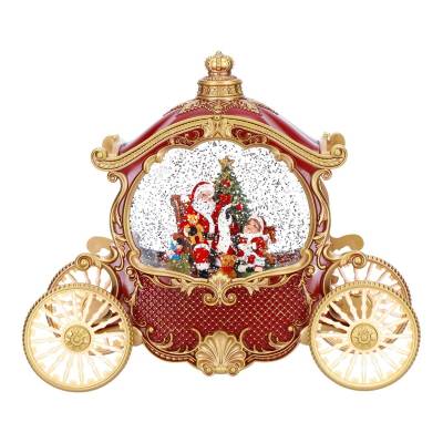 Decoratiune Craciun, caleasca cu vartej de apa, muzica  si leduri, 25 cm