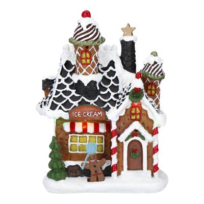 Decoratiune Craciun casuta de turta dulce cu LED 18,2 cm