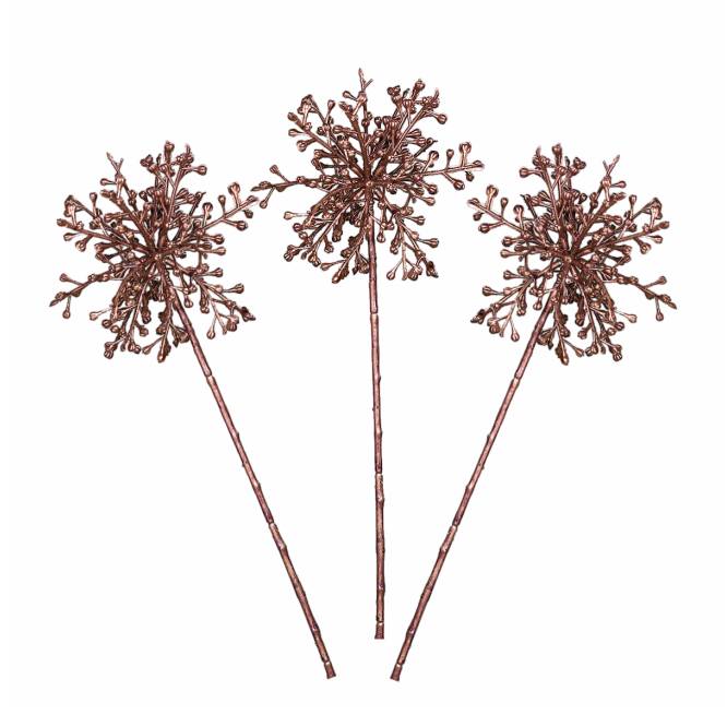 Set trei decoratiuni de Craciun Agapanthus roz 44 cm