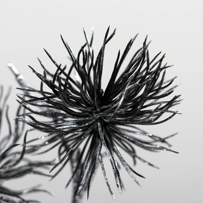 Decoratiune brad, crenguta de Nucul vrajitoarelor, negru-argintiu, 56 cm