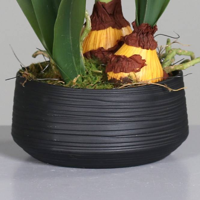 Amaryllis artificiala rosie in vas ceramic gri, 50 cm