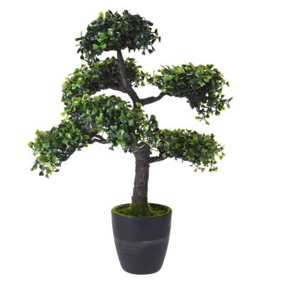 Bonsai artificial in vas inalt negru de plastic 50 cm