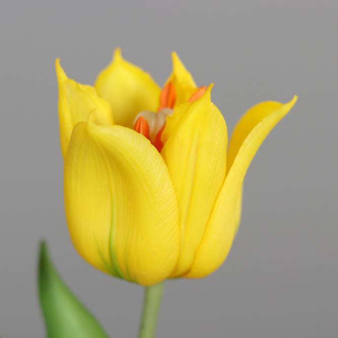 Lalea artificiala la fir, culoare galbena, 24 cm