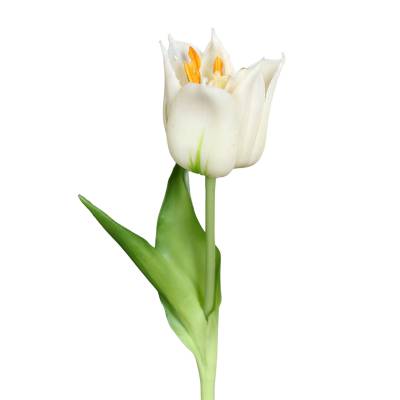 Lalea artificiala la fir, culoare alba, 24 cm