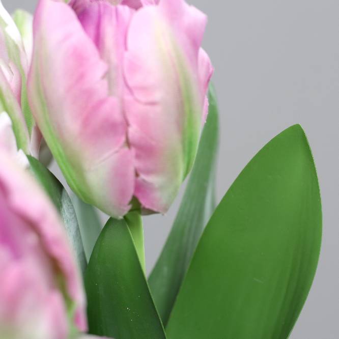 Buchet de 15 lalele artificiale roz si mov, 41 cm