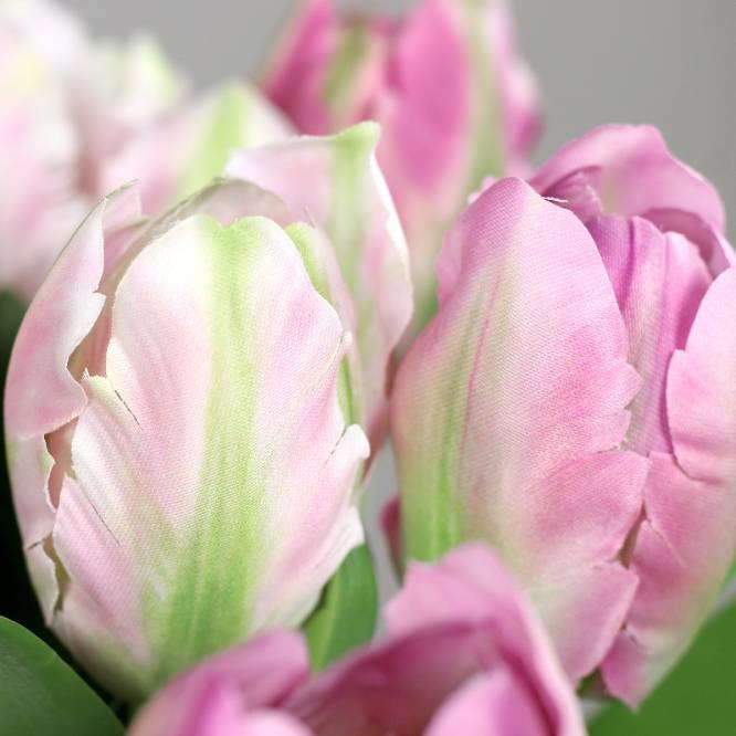 Buchet de 15 lalele artificiale roz si mov, 41 cm