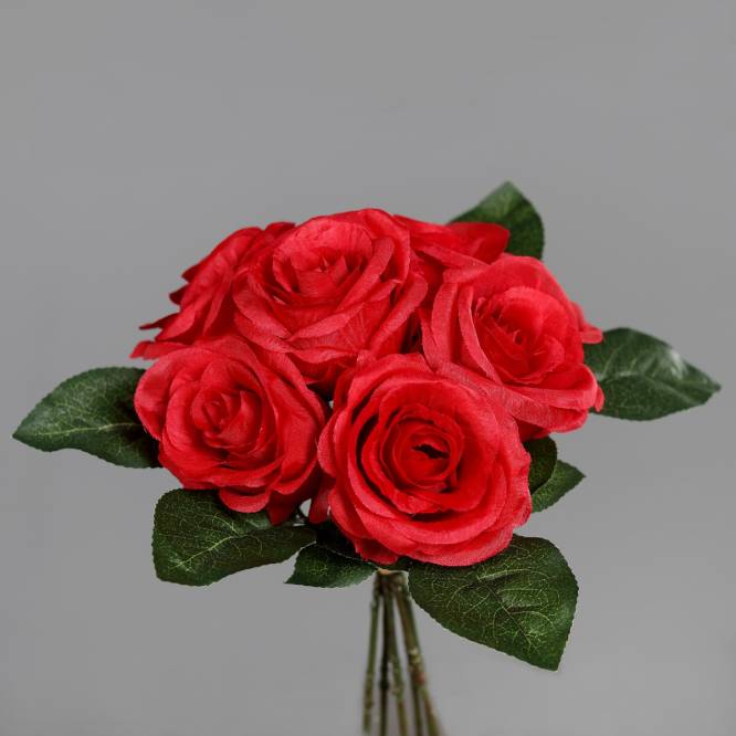Buchet de 6 trandafiri artificiali rosii 27 cm