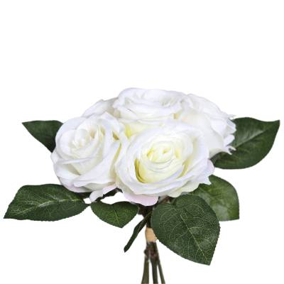 Buchet de 6 trandafiri artificiali albi 27 cm