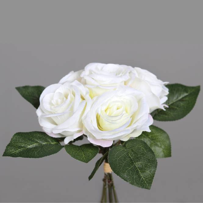 Buchet de 6 trandafiri artificiali albi 27 cm