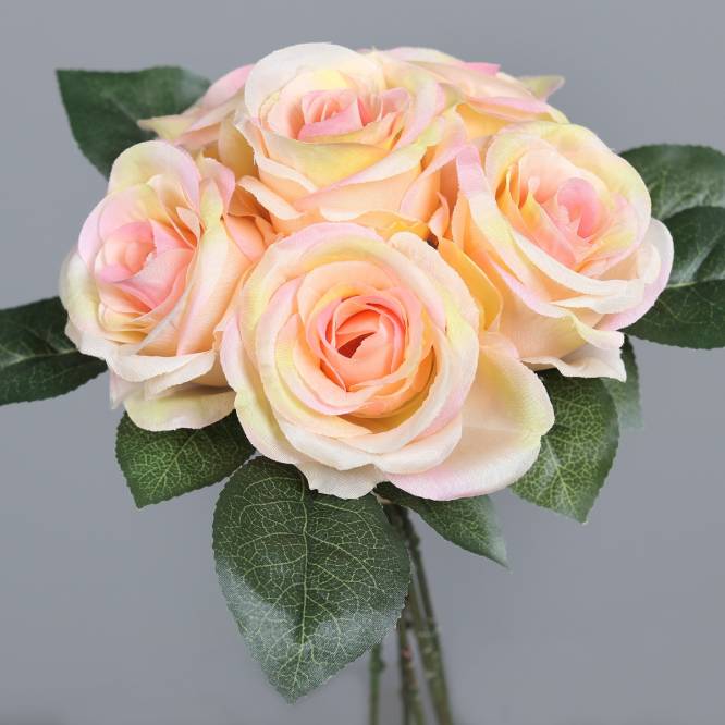 Buchet de 6 trandafiri artificiali portocalii 27 cm