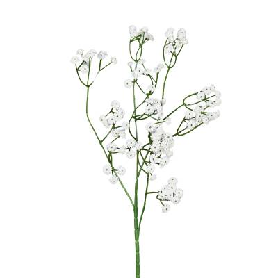 Crenguta de Gypsophila artificiala, culoare alba, 63 cm