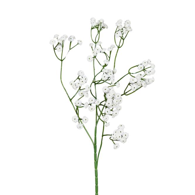Crenguta de Gypsophila artificiala, culoare alba, 63 cm