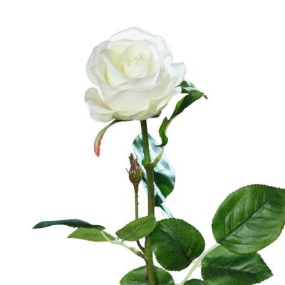Trandafir artificial la fir, culoare alba, 66 cm