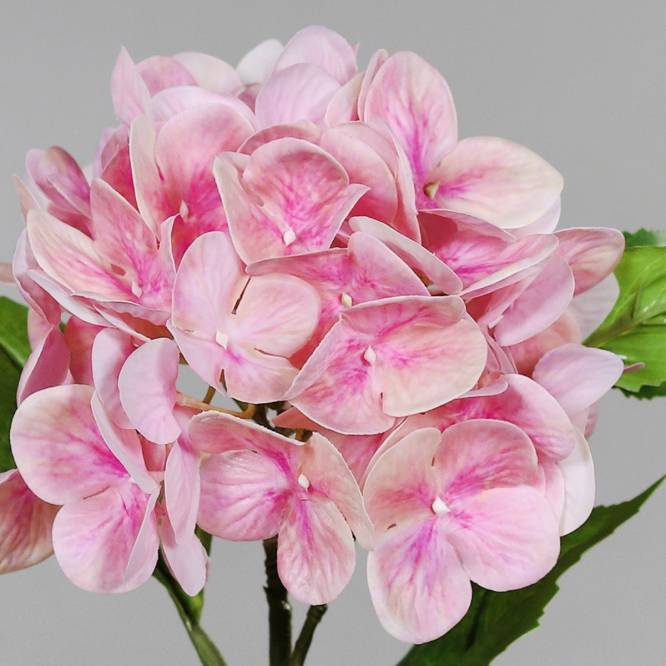 Hortensie artificiala la fir, culoare roz, 32 cm