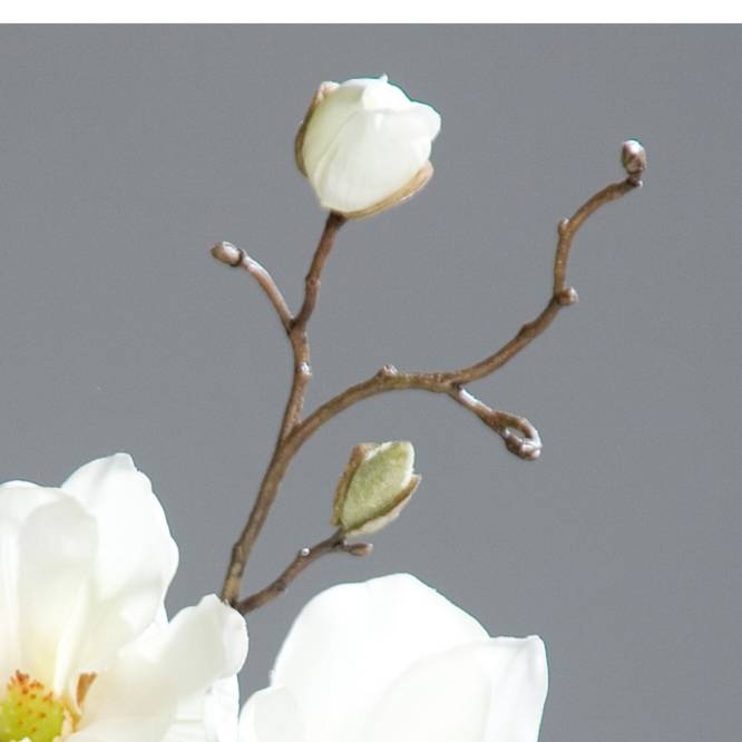 Set 3 crengute de magnolie artificiale, culoare alba, 48 cm