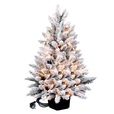 Brad artificial Flock Deluxe Pot Tree LED 90 cm cu cablu