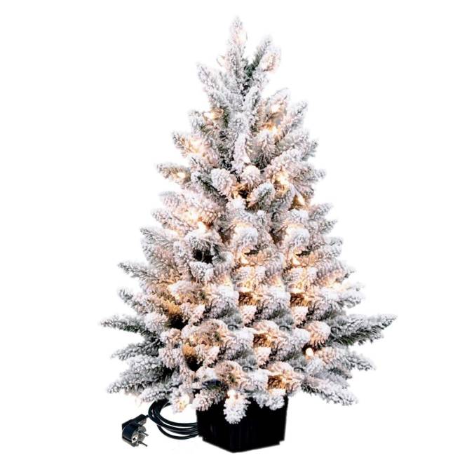 Brad artificial Flock Deluxe Pot Tree LED 90 cm cu cablu