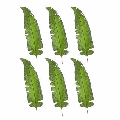 Set sase frunze artificiale decorative verzi 60 cm