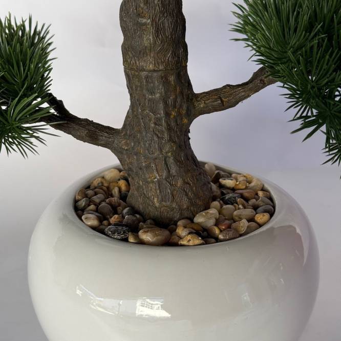 Bonsai artificial in bol ceramic alb, 48 cm