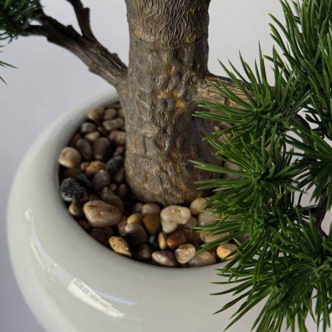 Bonsai artificial in bol ceramic alb, 48 cm