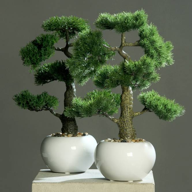 Bonsai artificial in bol ceramic alb, 48 cm
