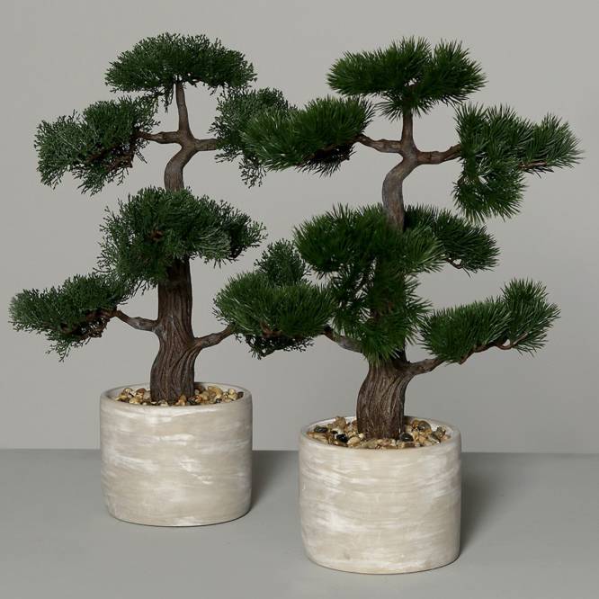 Bonsai artificial in vas ceramic gri, 48 cm
