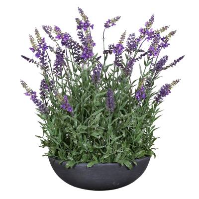 Aranjament flori de lavanda artificiale in vas de plastic gri, 45 cm