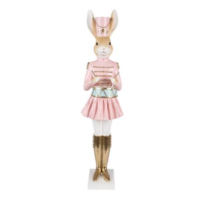 Decoratiune Pasti, Doamna Iepuras in costum de ofiter cu toba, 79 cm