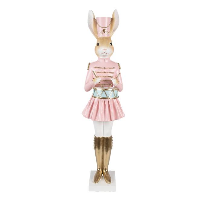 Decoratiune Pasti, Doamna Iepuras in costum de ofiter cu toba, 79 cm
