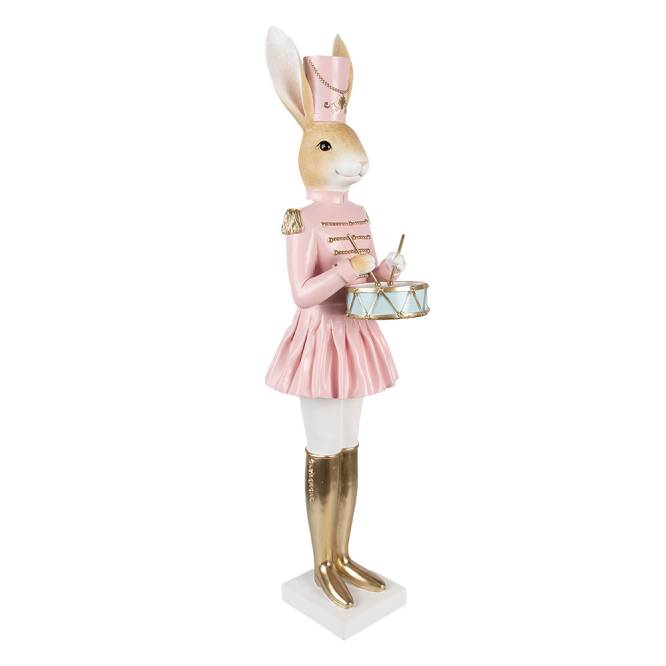 Decoratiune Pasti, Doamna Iepuras in costum de ofiter cu toba, 79 cm