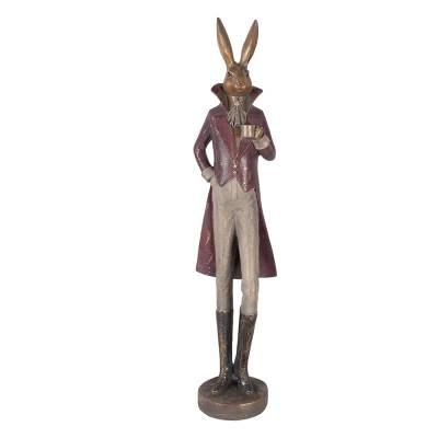 Decoratiune Pasti, iepuras elegant cu ceasca, model antichizat, 75 cm