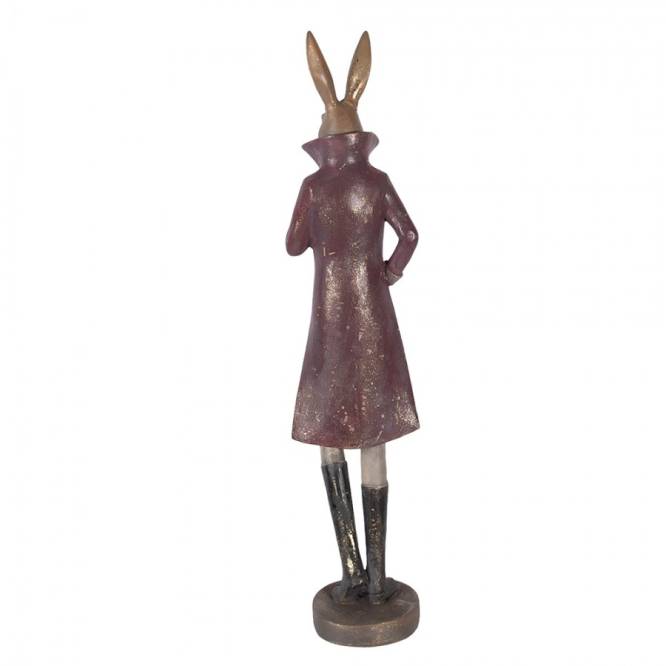 Decoratiune Pasti, iepuras elegant cu ceasca, model antichizat, 75 cm