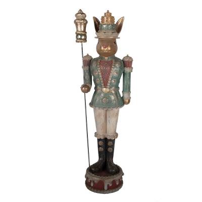 Decoratiune Pasti, iepure rege cu sceptru, model antichizat, 100 cm