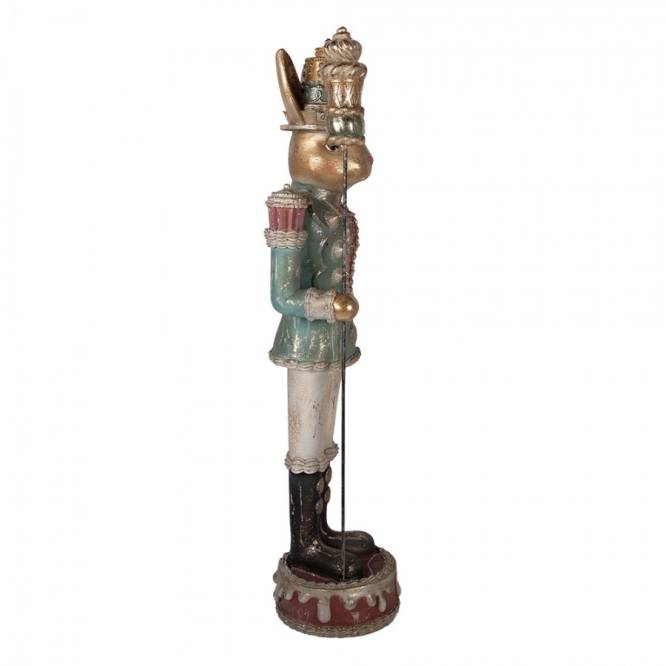 Decoratiune Pasti, iepure rege cu sceptru, model antichizat, 100 cm