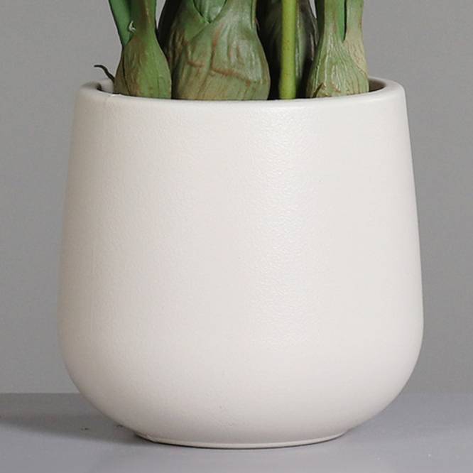 Aranjament cu orhidee artificiala Cymbidium alba in vas de plastic, 100 cm