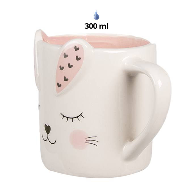 Cana decorativa, model cu iepuras de Pasti, din ceramica, 300 ml