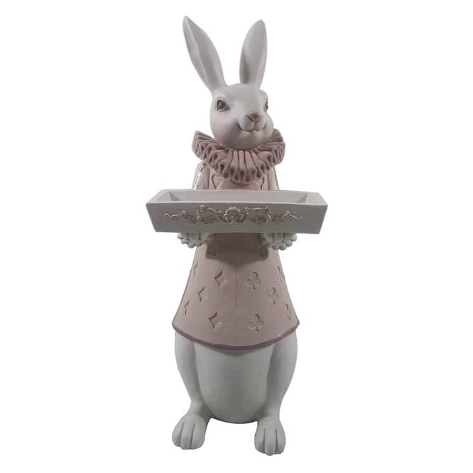Decoratiune Pasti iepuroaica cu tavita, 37 cm