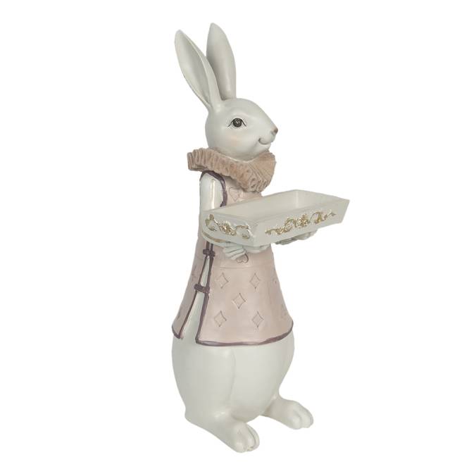 Decoratiune Pasti iepuroaica cu tavita, 37 cm