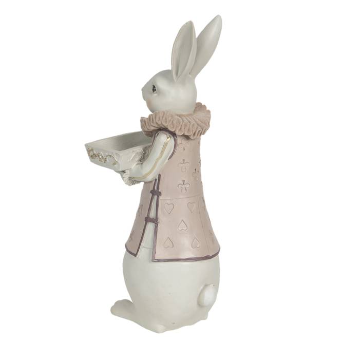 Decoratiune Pasti iepuroaica cu tavita, 37 cm