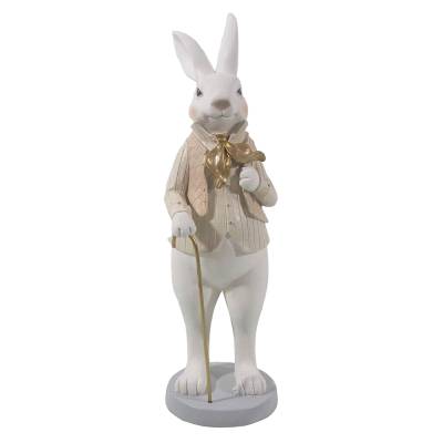Decoratiune Pasti, iepuras cu baston, crem-auriu, 31 cm