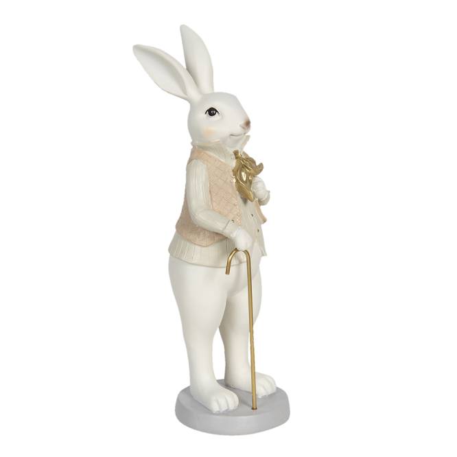 Decoratiune Pasti, iepuras cu baston, crem-auriu, 31 cm