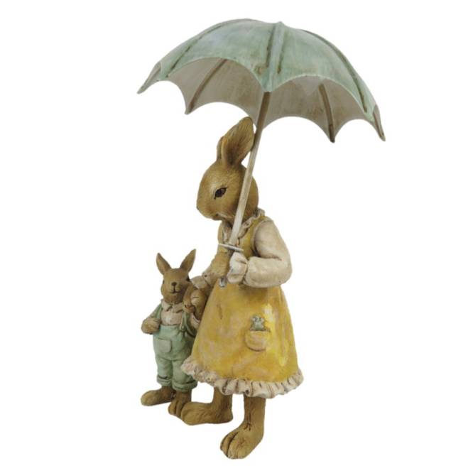 Figurina Iepuras Paste mama cu puiutul 9x4x13 cm