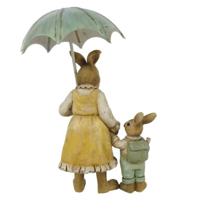 Figurina Iepuras Paste mama cu puiutul 9x4x13 cm