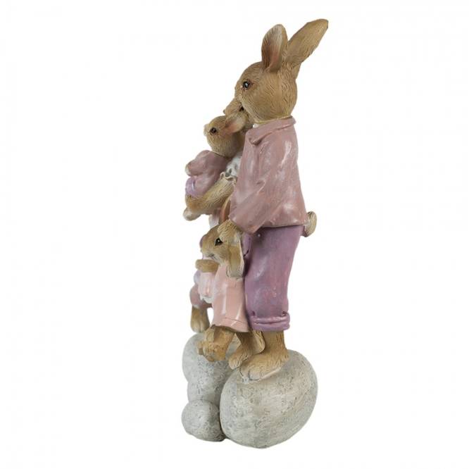 Decoratiune Paste Familie de Iepurasi pe pietre polirasina 18 cm